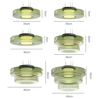 Moderne Pendelleuchte aus Glas, geschichtete LED Hängeleuchte