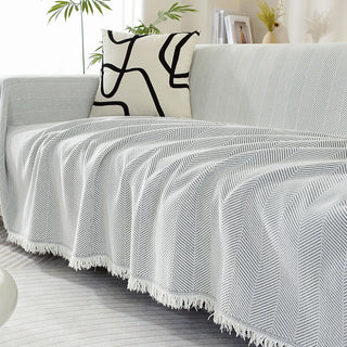 Herringbone Sofa Throw Soft Textured Blanket with Tassels - Image 15