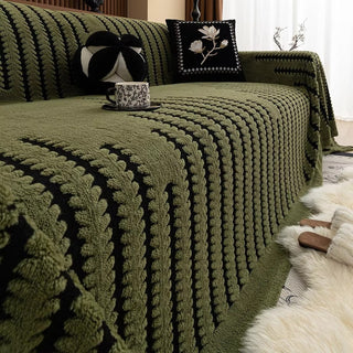 Plush Couch Protector Warm Comfort with Elegant Linear Design - Image 2