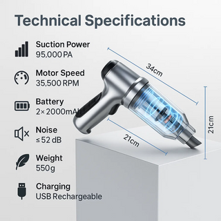 Car Vacuum Cleaner Powerful Compact Cordless Cleaner with Attachments - Image 6