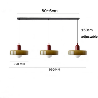 Pendelleuchte Esstisch – Moderne Deckenlampe mit 3 farbigen Glasschirmen