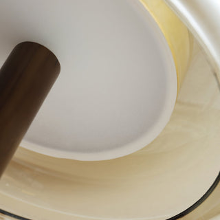 Künstlerische Glas Tischlampe mit Holzakzent