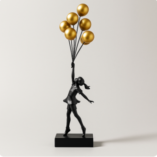 Ballon Mädchen Skulptur – Moderne Dekofigur für Wohnzimmer