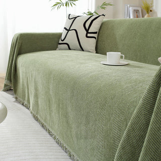 Herringbone Sofa Throw Soft Textured Blanket with Tassels - Image 9