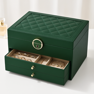 Elegantes Leder-Schmuckkästchen mit Schubladen-Organizer