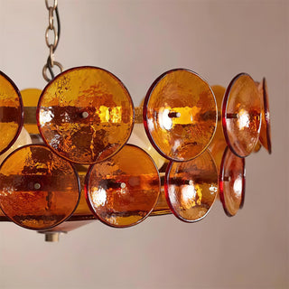 Dekorativer Amber Mid-Century Retro Glaskronleuchter