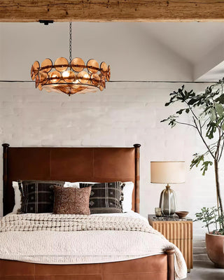 Dekorativer Amber Mid-Century Retro Glaskronleuchter