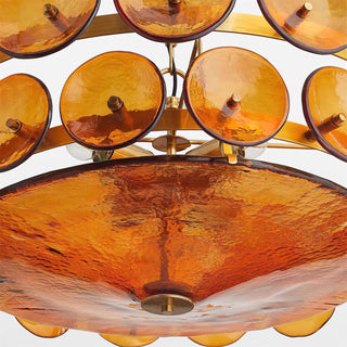 Dekorativer Amber Mid-Century Retro Glaskronleuchter