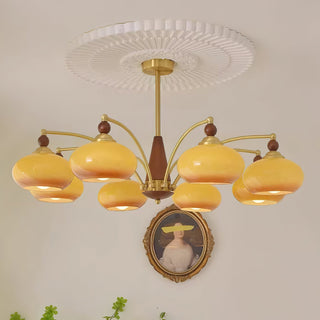 Moderner Mid-Century Retro Glaskronleuchter mit Warmem Licht