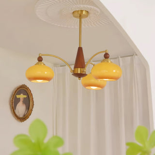 Moderner Mid-Century Retro Glaskronleuchter mit Warmem Licht