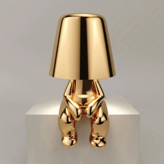 Moderne Skulpturale Goldene Nachttischlampe