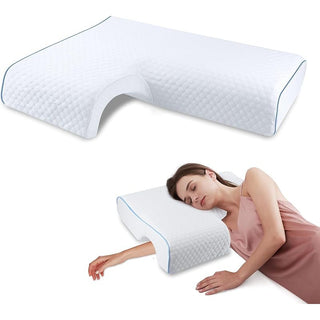 Seitenschläferkissen mit Arm-Aussparung für Nacken und Schulter
