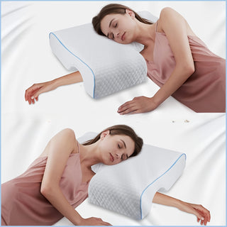 Seitenschläferkissen mit Arm-Aussparung für Nacken und Schulter