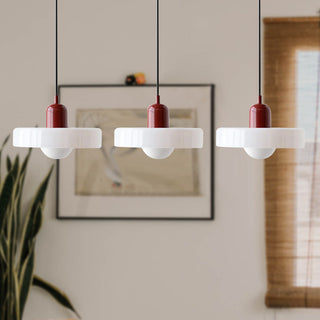 Pendelleuchte Esstisch – Moderne Deckenlampe mit 3 farbigen Glasschirmen