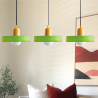 Pendelleuchte Esstisch – Moderne Deckenlampe mit 3 farbigen Glasschirmen