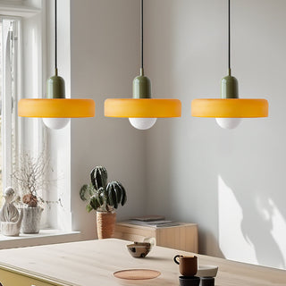 Pendelleuchte Esstisch – Moderne Deckenlampe mit 3 farbigen Glasschirmen