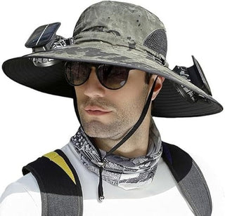 Men Sun Hat Solar Powered Cooling Fans with Wide Brim Protection - Image 3